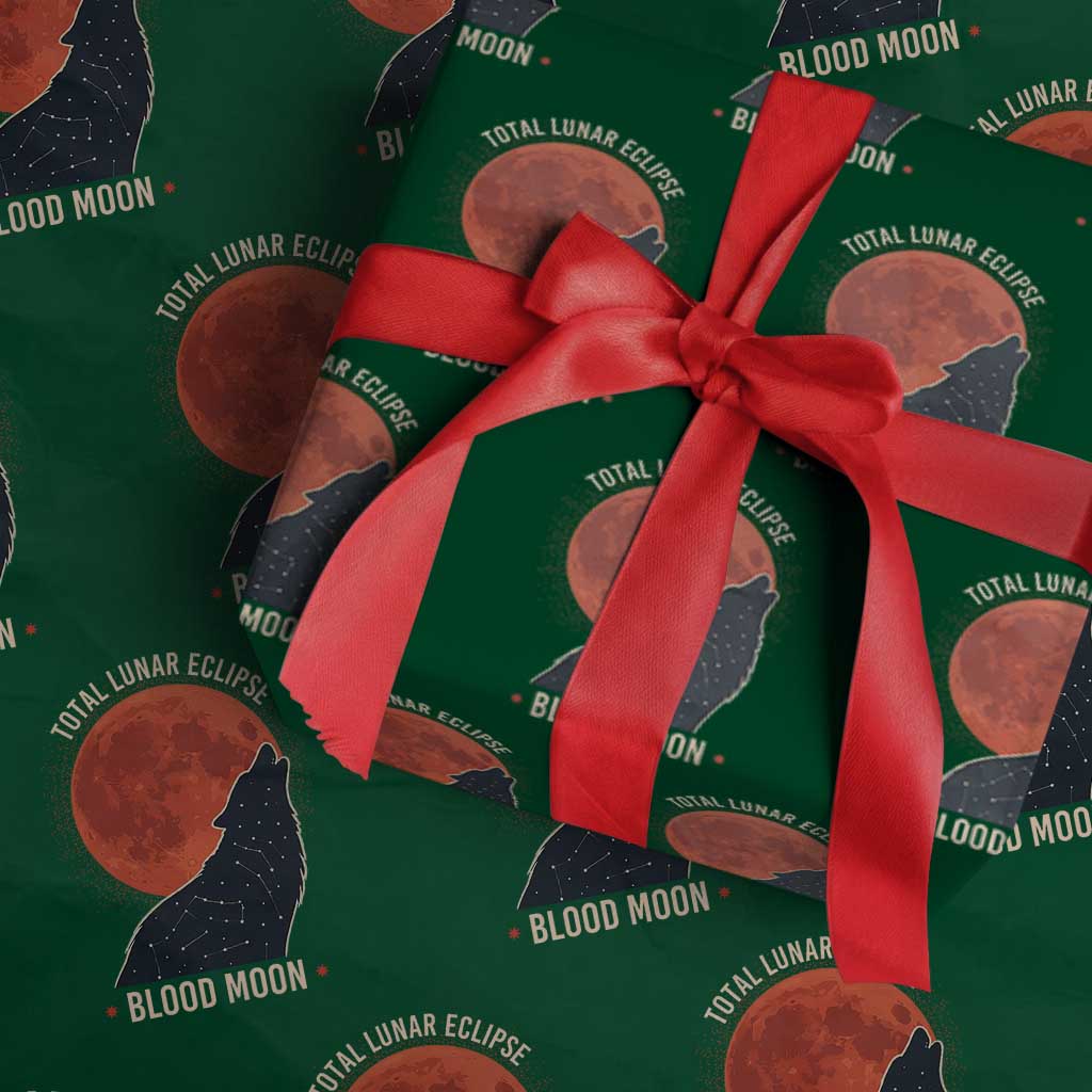 Total Lunar Eclipse March 3 2026 Wrapping Paper Roll Constellation Wolf Souvenir Graphic