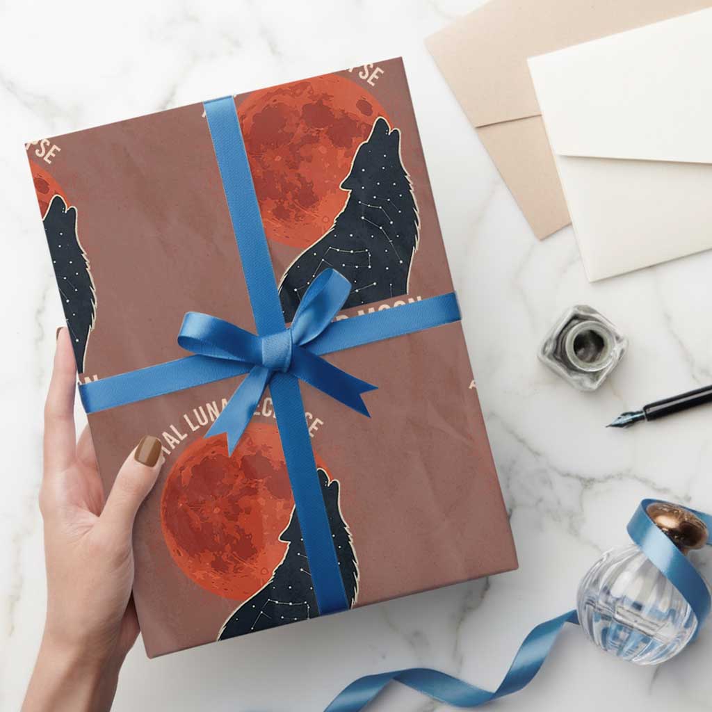 Total Lunar Eclipse March 3 2026 Wrapping Paper Roll Constellation Wolf Souvenir Graphic
