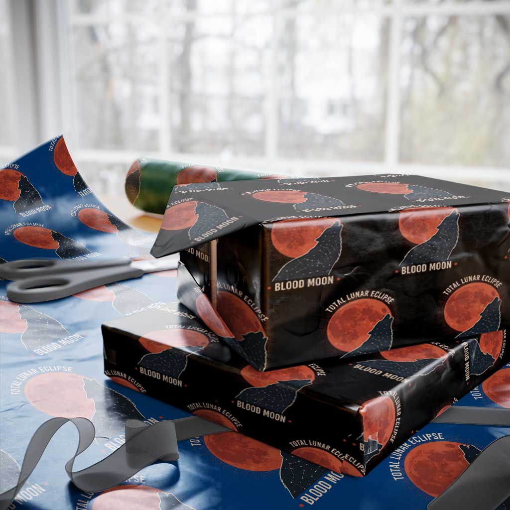 Total Lunar Eclipse March 3 2026 Wrapping Paper Roll Constellation Wolf Souvenir Graphic
