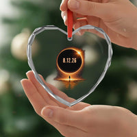 Total Solar Eclipse 2026 Heart Crystal Glass Ornament August 12th Totality Gift