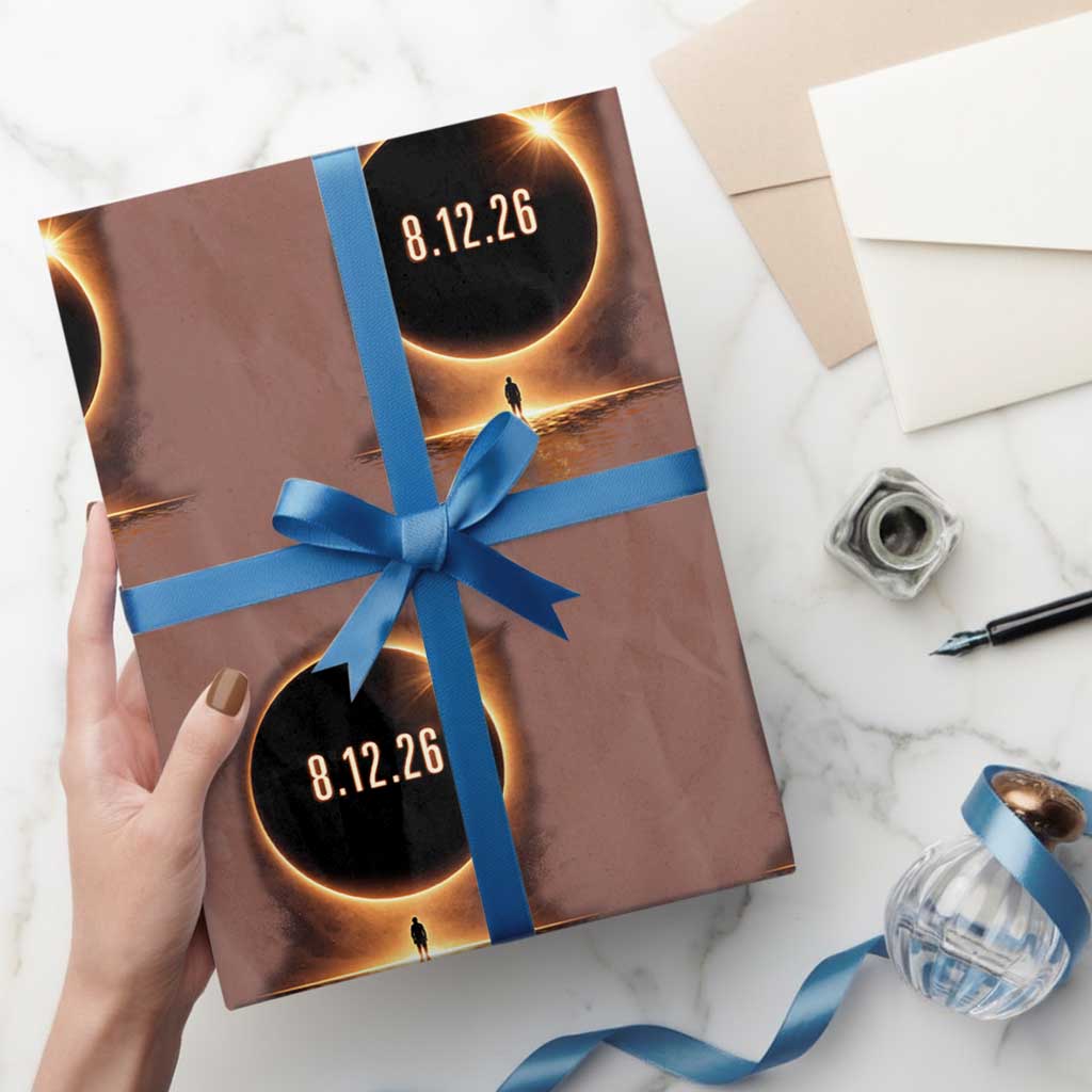 Total Solar Eclipse 2026 Wrapping Paper Roll August 12th Totality Gift