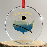 Total Solar Eclipse 2045 Crystal Glass Ornament American Totality Tour Map August 12 - Wonder Print Shop