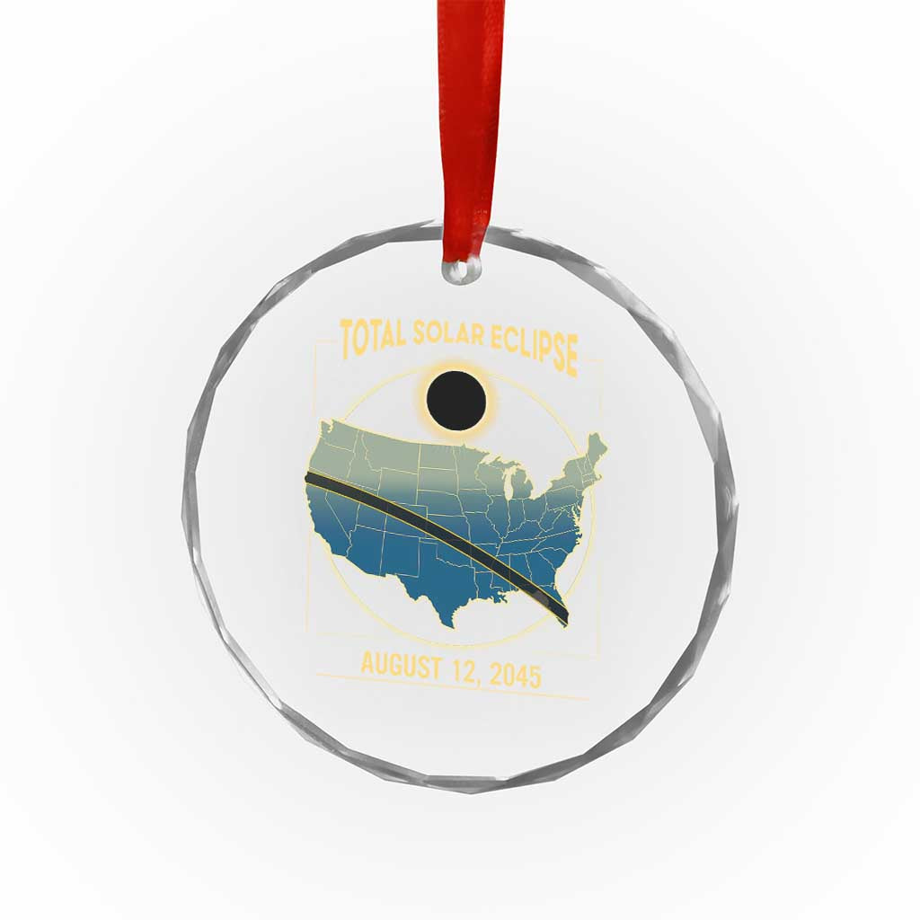Total Solar Eclipse 2045 Crystal Glass Ornament American Totality Tour Map August 12 - Wonder Print Shop