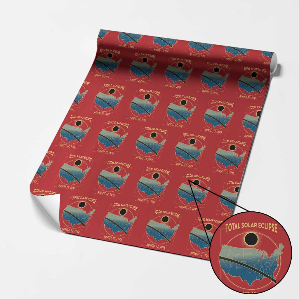 Total Solar Eclipse 2045 Wrapping Paper Roll American Totality Tour Map August 12