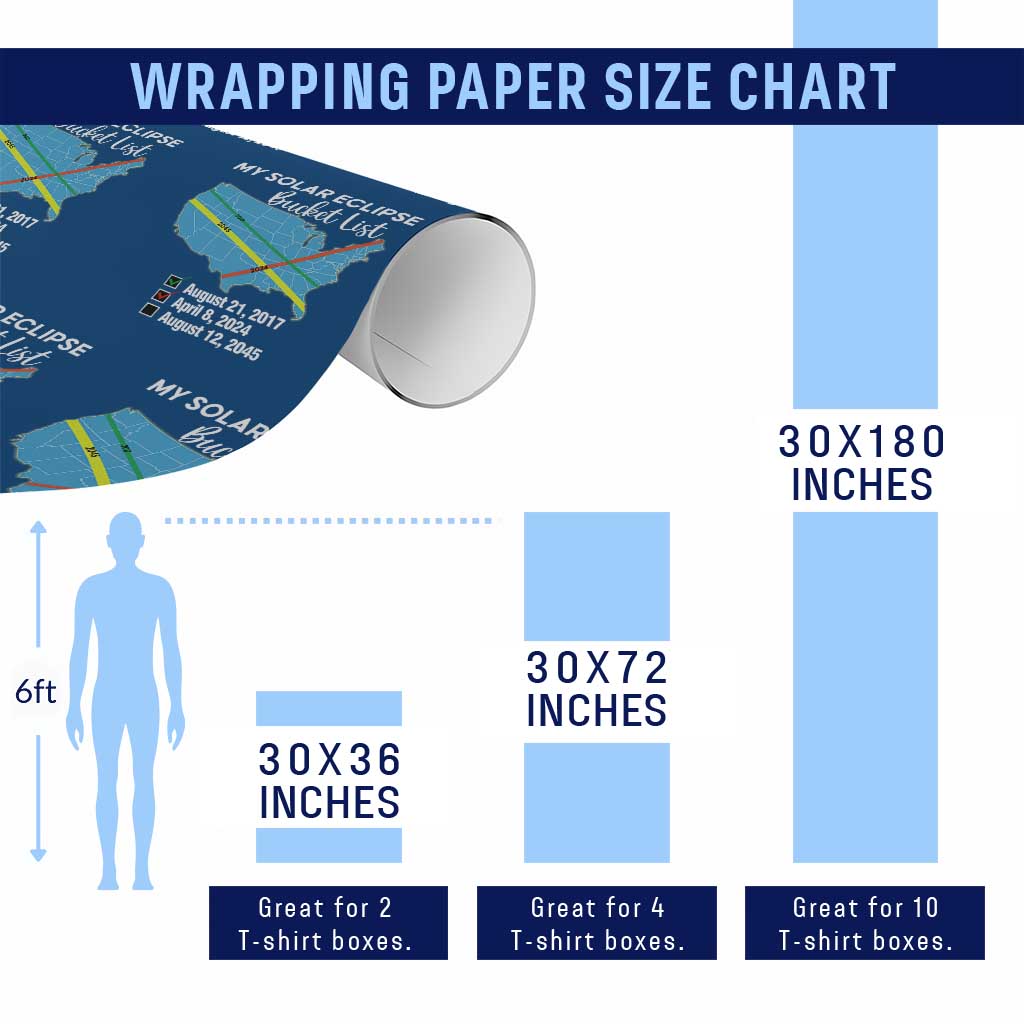 Total Solar Eclipse 2045 Wrapping Paper Roll My Totality Bucket List 2017 2024 2045 Tour Map