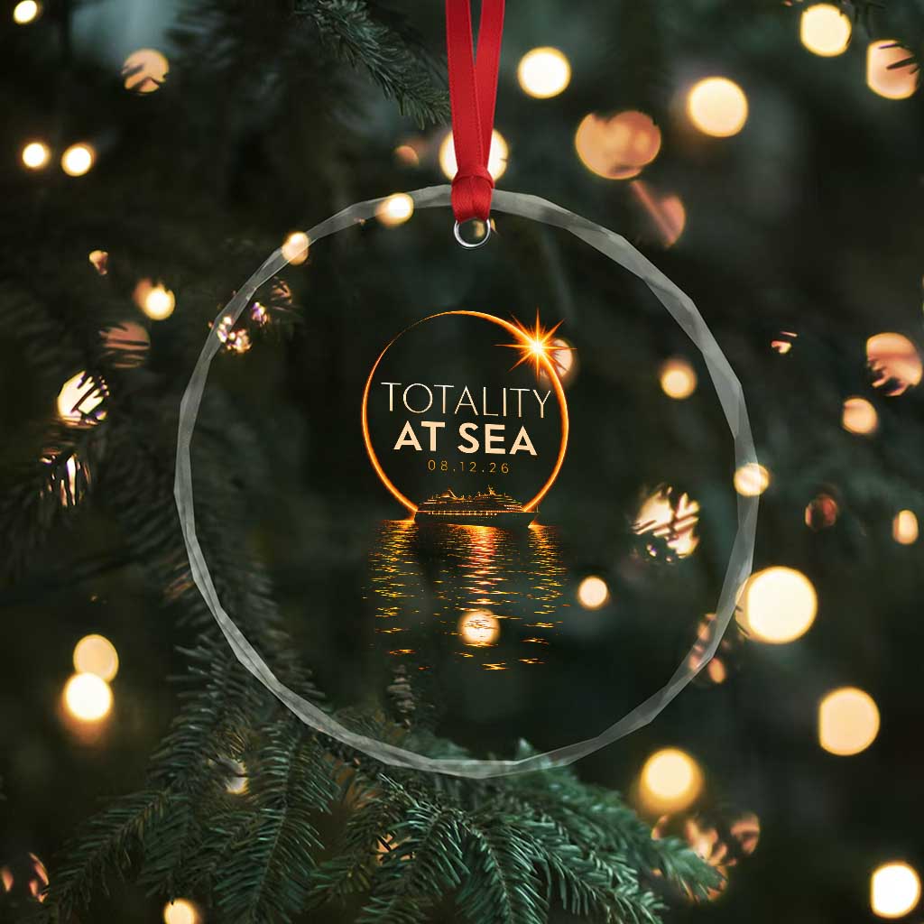 Total Solar Eclipse At Sea 2026 Crystal Glass Ornament Totality Eclipse Cruise