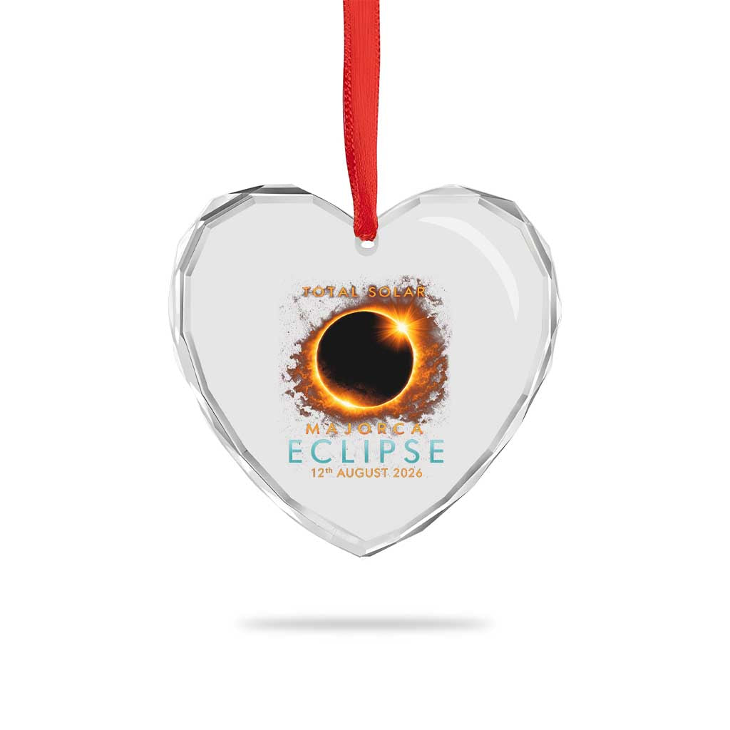 Total Solar Eclipse Heart Crystal Glass Ornament 12th August 2026 Majorca Totality