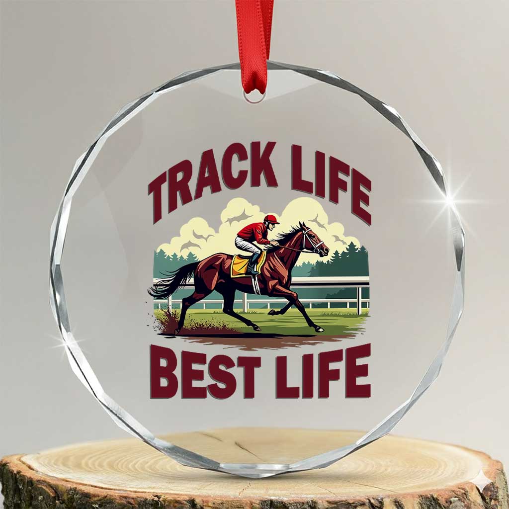 Track Life Best Life Horse Racing Enthusiast Crystal Glass Ornament Retro Jockey and Racehorse Trackside Southern Equestrian