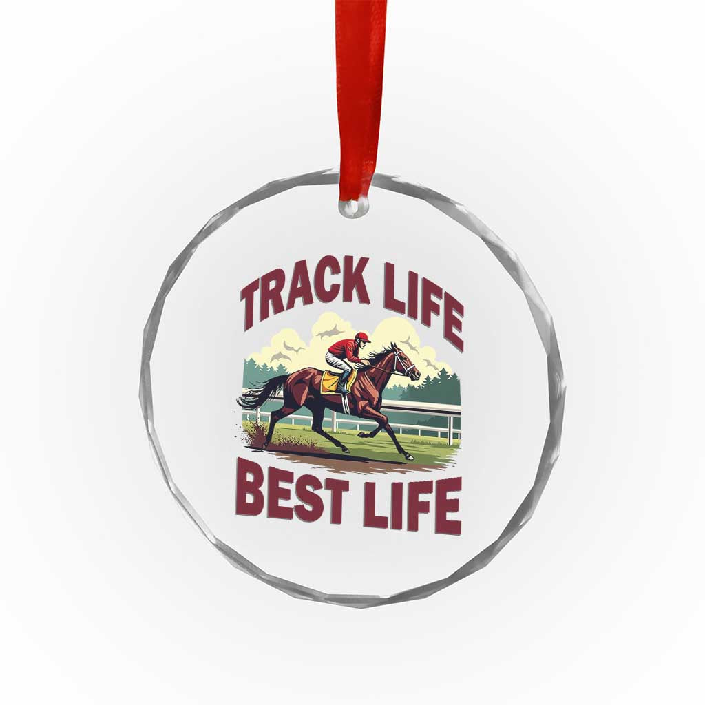 Track Life Best Life Horse Racing Enthusiast Crystal Glass Ornament Retro Jockey and Racehorse Trackside Southern Equestrian