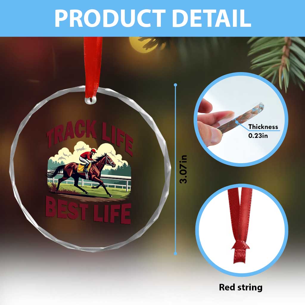 Track Life Best Life Horse Racing Enthusiast Crystal Glass Ornament Retro Jockey and Racehorse Trackside Southern Equestrian