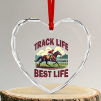 Track Life Best Life Horse Racing Enthusiast Heart Crystal Glass Ornament Retro Jockey and Racehorse Trackside Southern Equestrian