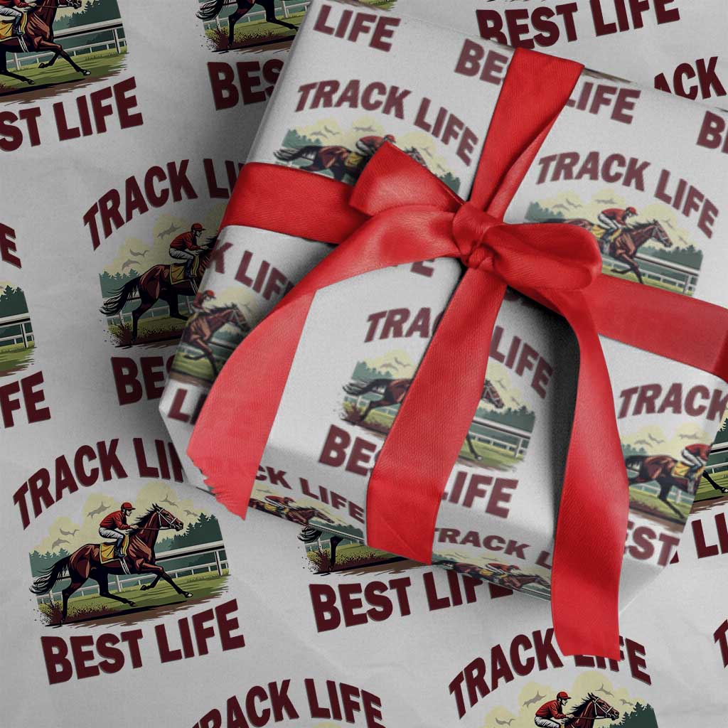 Track Life Best Life Horse Racing Enthusiast Wrapping Paper Roll Retro Jockey and Racehorse Trackside Southern Equestrian