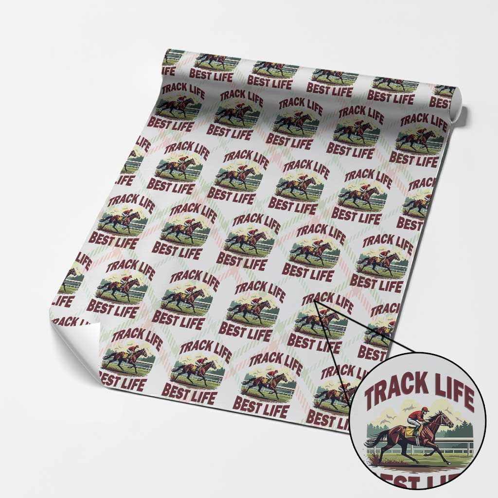 Track Life Best Life Horse Racing Enthusiast Wrapping Paper Roll Retro Jockey and Racehorse Trackside Southern Equestrian