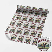Track Life Best Life Horse Racing Enthusiast Wrapping Paper Roll Retro Jockey and Racehorse Trackside Southern Equestrian