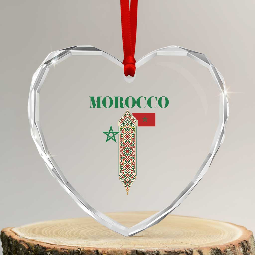 Traditional Moroccan Mosaic Archway Graphic Heart Crystal Glass Ornament Morocco Architecture Tile Pattern