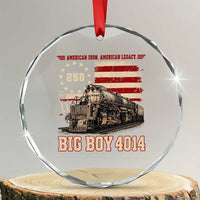Train USA 250th Anniversary Crystal Glass Ornament American Iron Legacy Steam Locomotive Railroad Train Engine