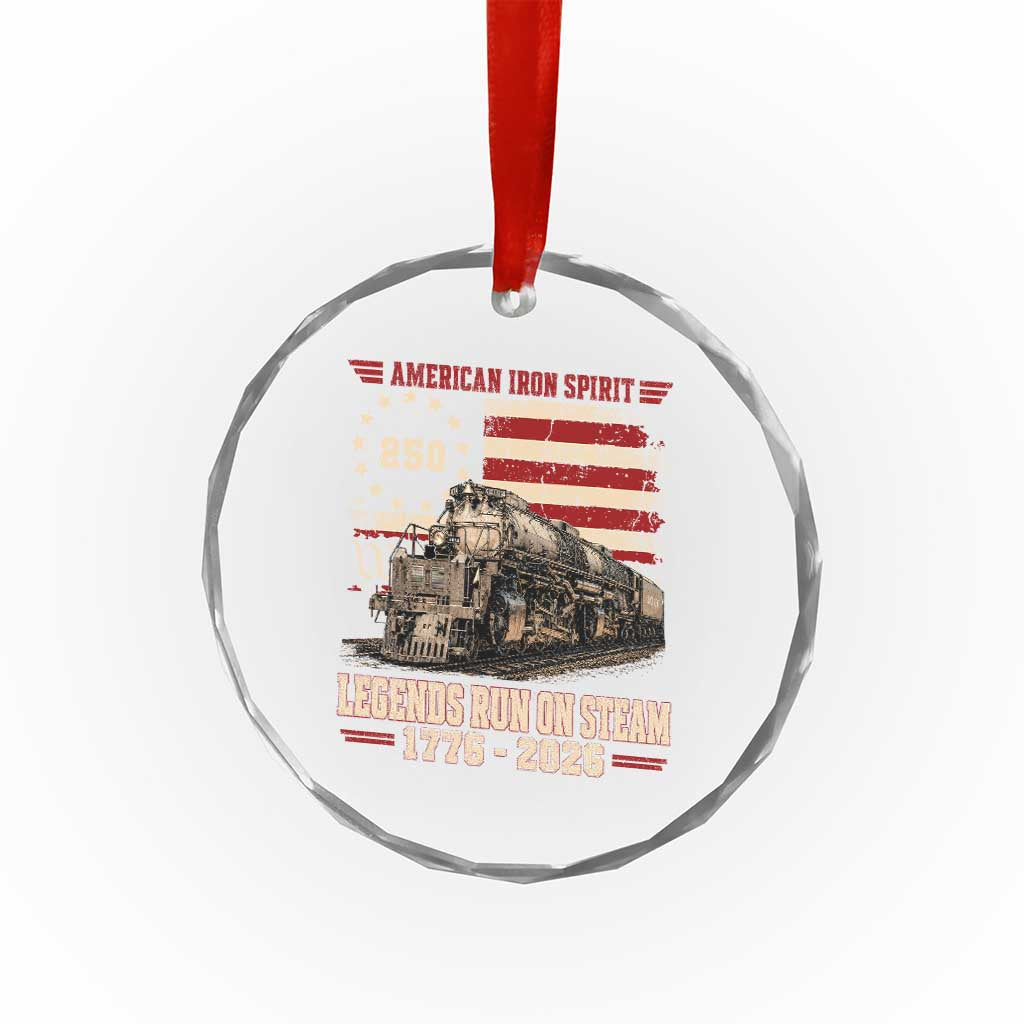 Train USA 250th Anniversary Crystal Glass Ornament American Iron Spirit Steam Locomotive Railroad Train Engine