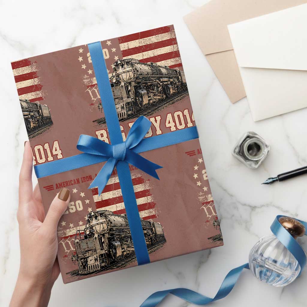 Train USA 250th Anniversary Wrapping Paper Roll American Iron Legacy Steam Locomotive Railroad Train Engine