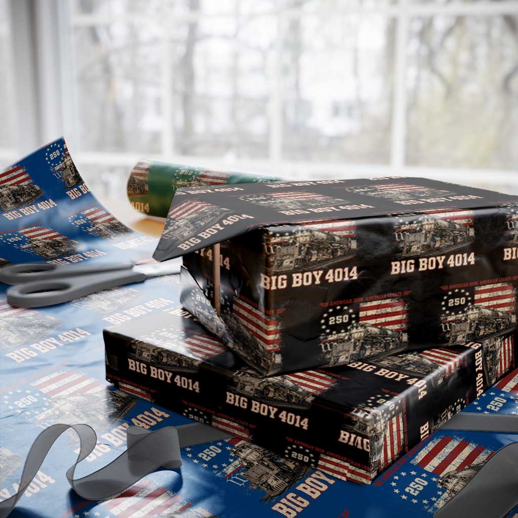 Train USA 250th Anniversary Wrapping Paper Roll American Iron Legacy Steam Locomotive Railroad Train Engine