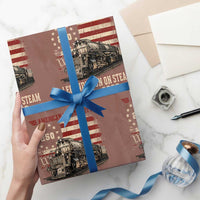 Train USA 250th Anniversary Wrapping Paper Roll American Iron Spirit Steam Locomotive Railroad Train Engine