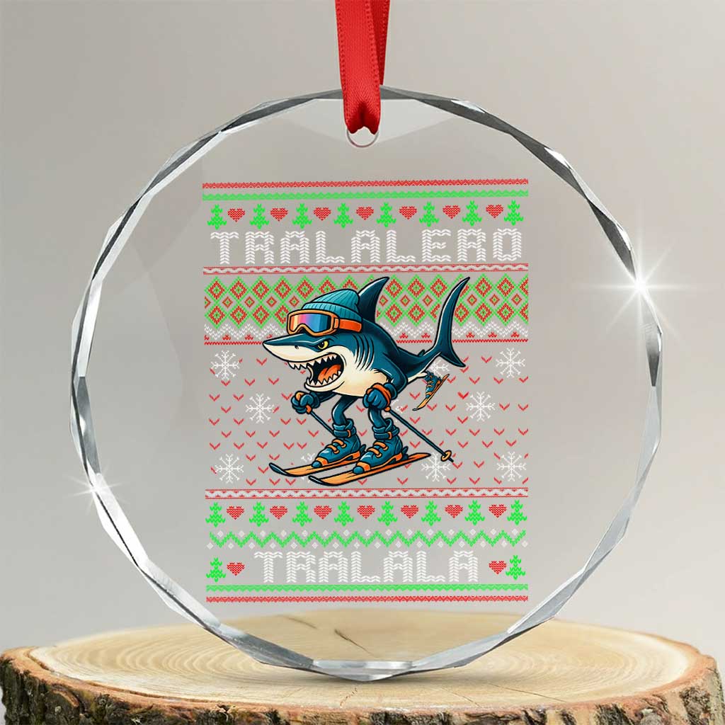 Tralalero Tralala Christmas Meme Crystal Glass Ornament Snowboard Ugly Xmas - Wonder Print Shop