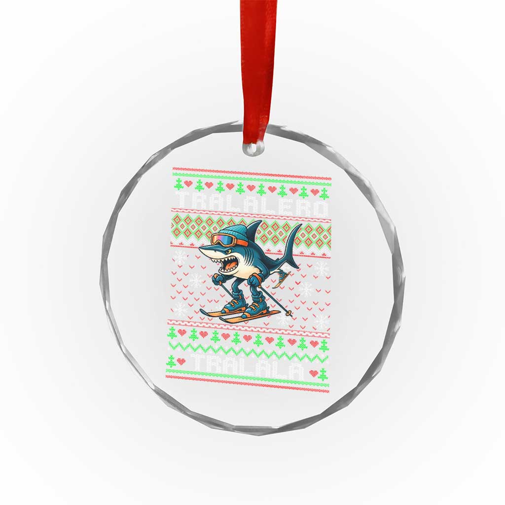 Tralalero Tralala Christmas Meme Crystal Glass Ornament Snowboard Ugly Xmas - Wonder Print Shop