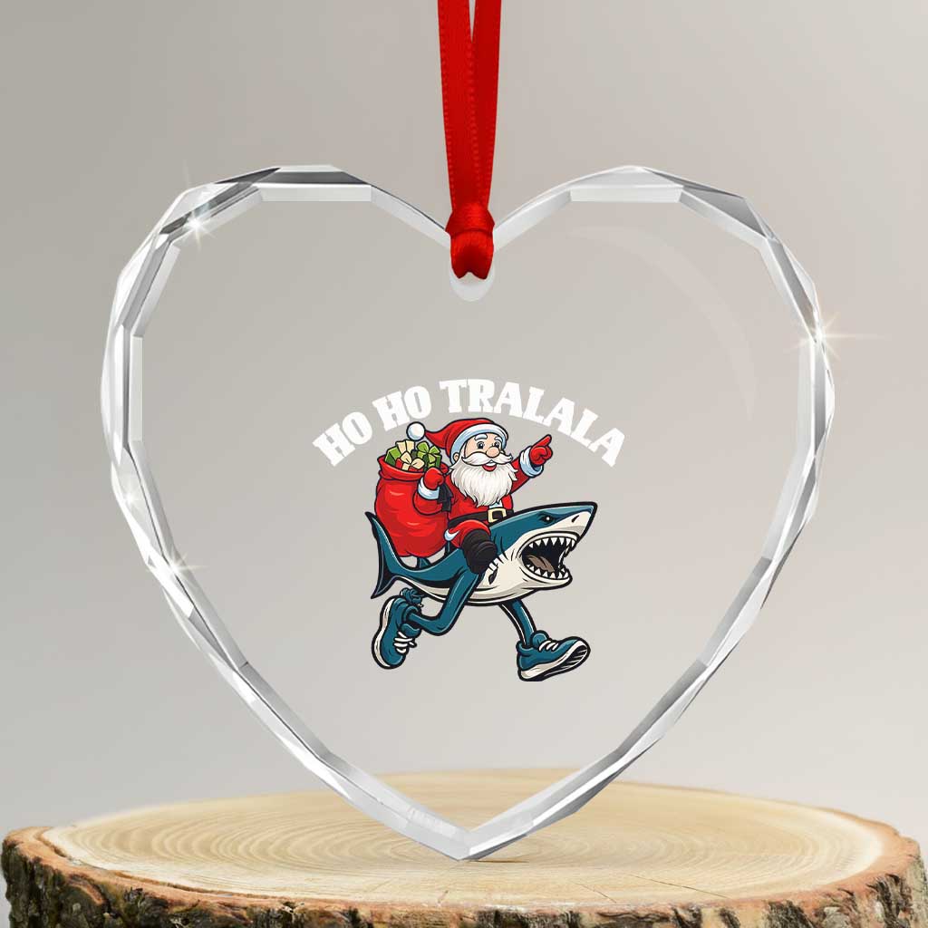 Tralalero Tralala Christmas Meme Heart Crystal Glass Ornament Santa Xmas Ho Ho Ho - Wonder Print Shop