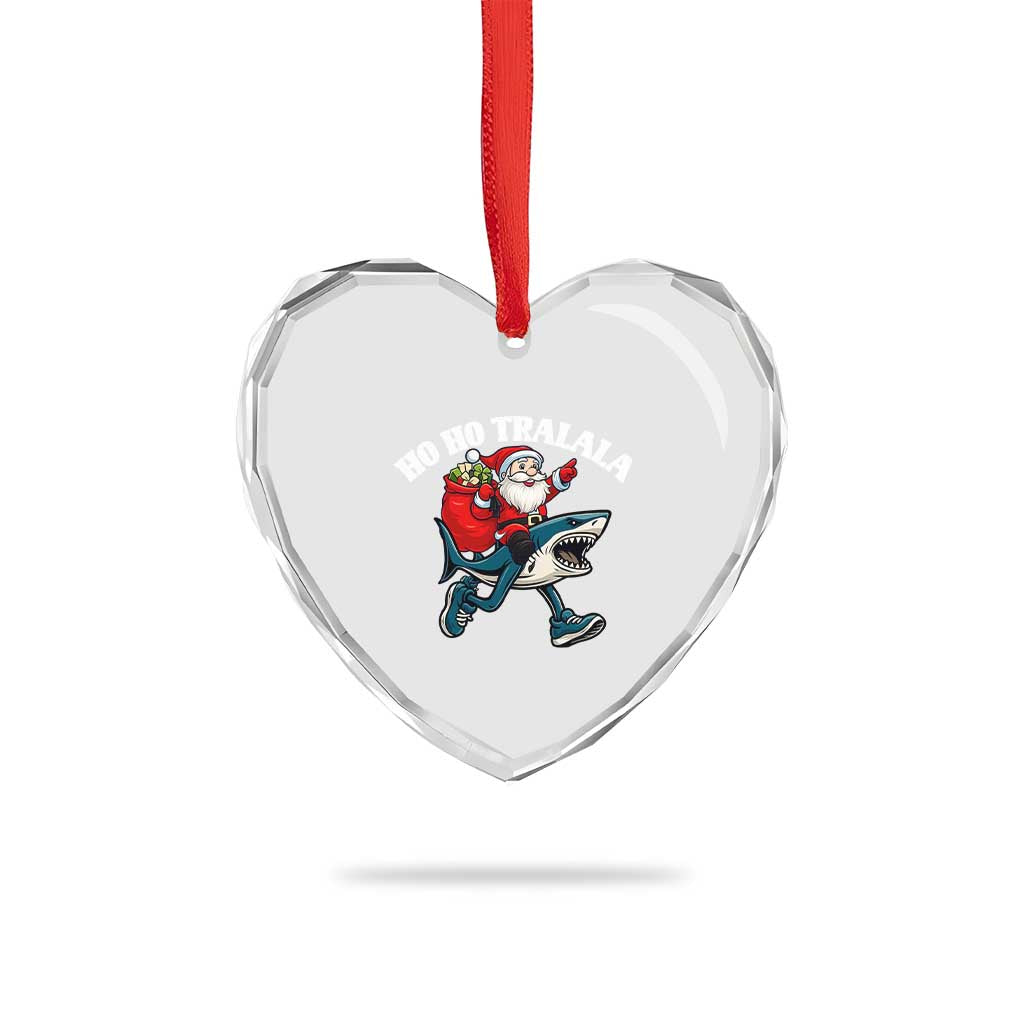 Tralalero Tralala Christmas Meme Heart Crystal Glass Ornament Santa Xmas Ho Ho Ho - Wonder Print Shop