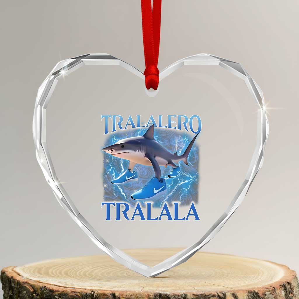 Tralalero Tralala Shark Heart Crystal Glass Ornament Funny Internet Brainrot Memes Gen Alpha - Wonder Print Shop