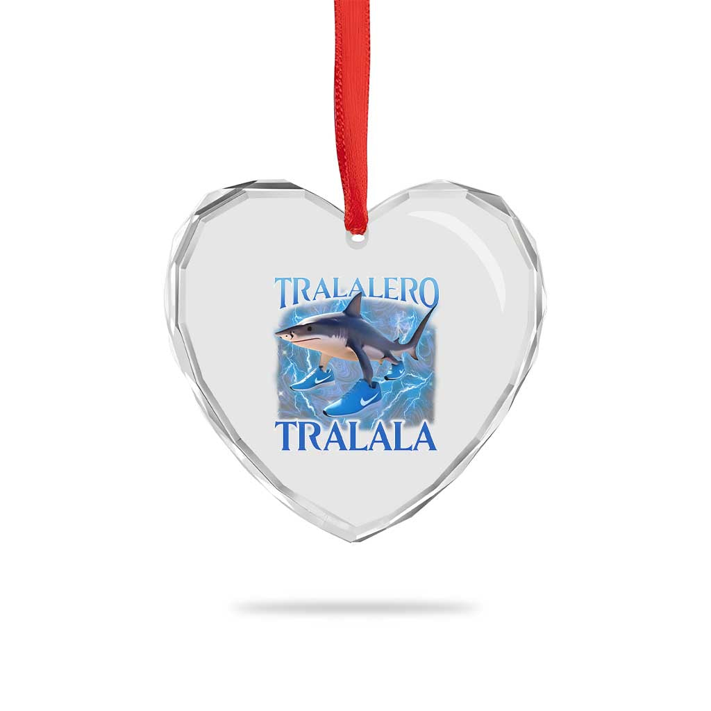 Tralalero Tralala Shark Heart Crystal Glass Ornament Funny Internet Brainrot Memes Gen Alpha - Wonder Print Shop
