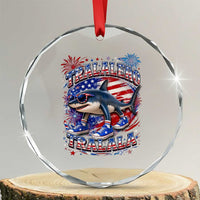 Tralalero Tralala Shark Italian Brainrot 4th Of July Meme Crystal Glass Ornament