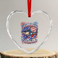 Tralalero Tralala Shark Italian Brainrot 4th Of July Meme Heart Crystal Glass Ornament