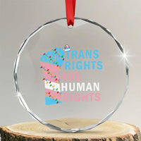 Trans Rights Are Human Rights Crystal Glass Ornament Christmas LGBTQ Supporter Gift - Wonder Print Shop