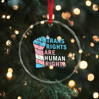 Trans Rights Are Human Rights Crystal Glass Ornament Christmas LGBTQ Supporter Gift - Wonder Print Shop