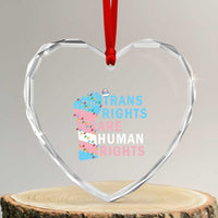 Trans Rights Are Human Rights Heart Crystal Glass Ornament Christmas LGBTQ Supporter Gift - Wonder Print Shop