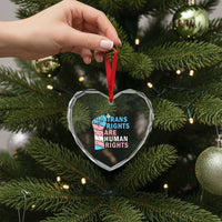 Trans Rights Are Human Rights Heart Crystal Glass Ornament Christmas LGBTQ Supporter Gift - Wonder Print Shop