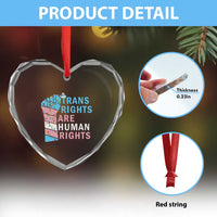 Trans Rights Are Human Rights Heart Crystal Glass Ornament Christmas LGBTQ Supporter Gift - Wonder Print Shop