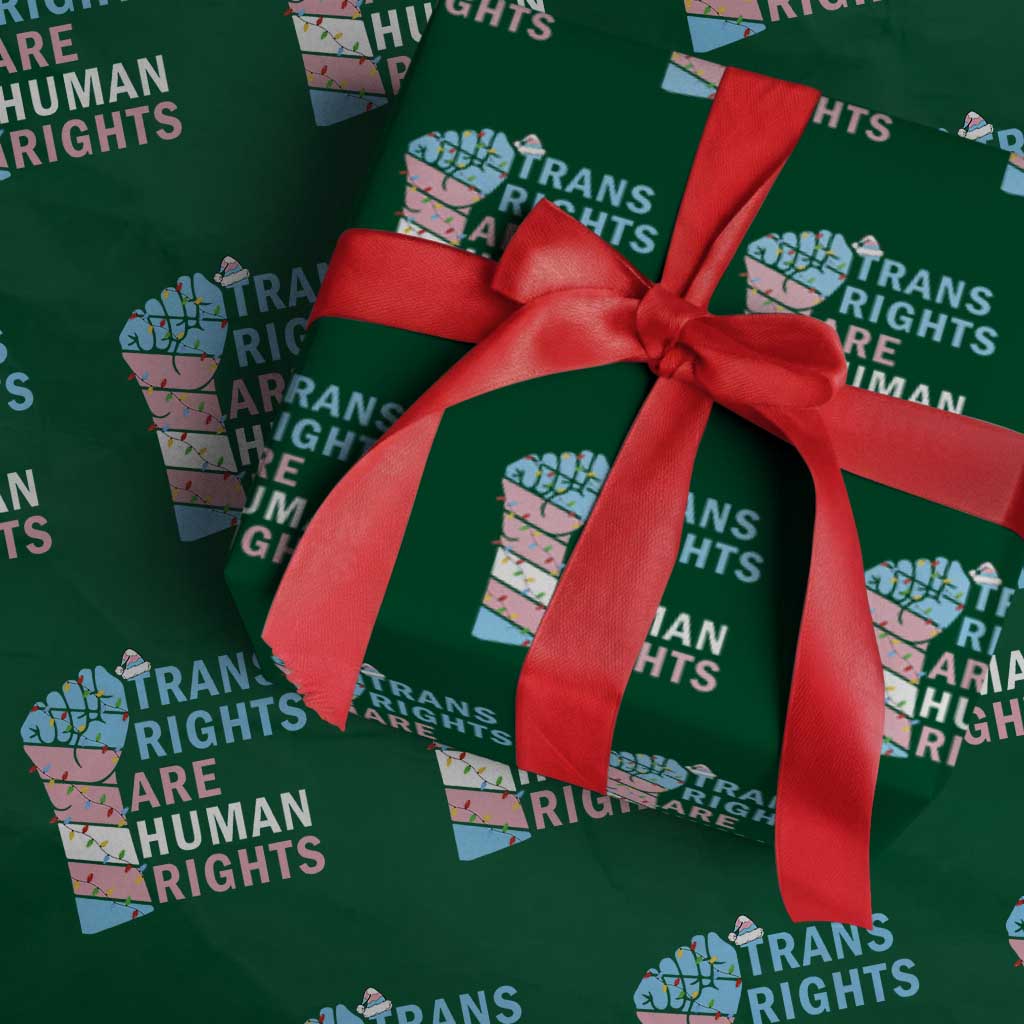 Trans Rights Are Human Rights Wrapping Paper Roll Christmas LGBTQ Supporter Gift - Wonder Print Shop