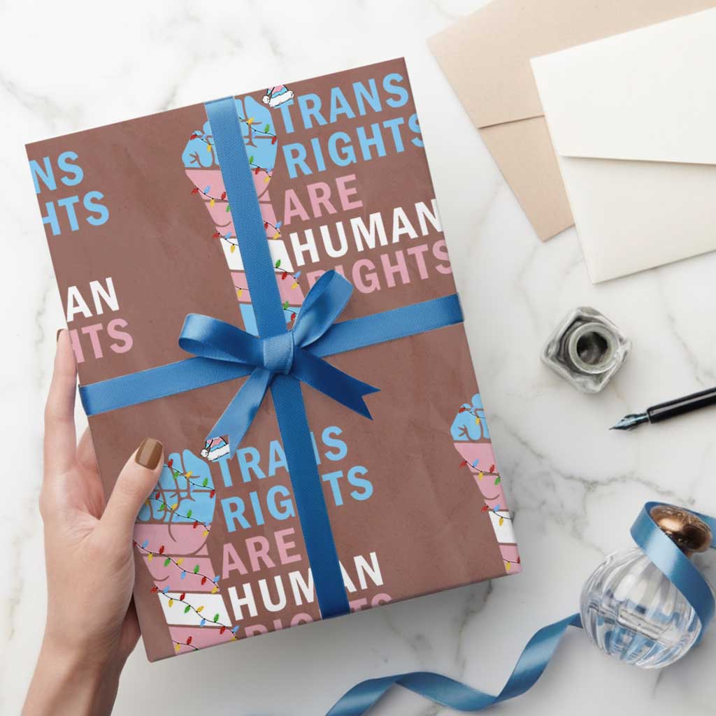 Trans Rights Are Human Rights Wrapping Paper Roll Christmas LGBTQ Supporter Gift - Wonder Print Shop
