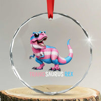 Transaurus Rex Transgender Pride Crystal Glass Ornament Funny Dinosaur Lover