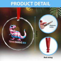 Transaurus Rex Transgender Pride Crystal Glass Ornament Funny Dinosaur Lover