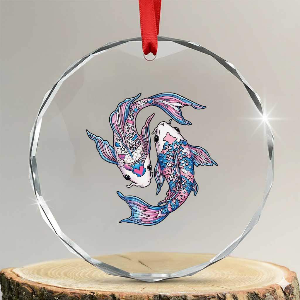 Transgender Ally Koi Fish Crystal Glass Ornament Funny Japanese Art Graphic