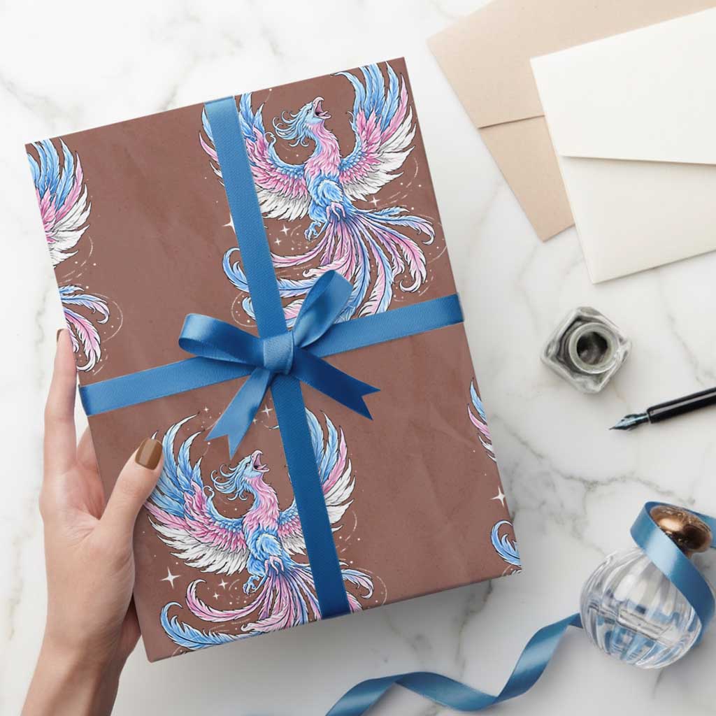 Transgender Phoenix Reborn Wrapping Paper Roll Trans Pride Flag Bird