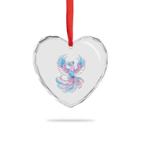 Transgender Phoenix Reborn Heart Crystal Glass Ornament Trans Pride Flag Bird