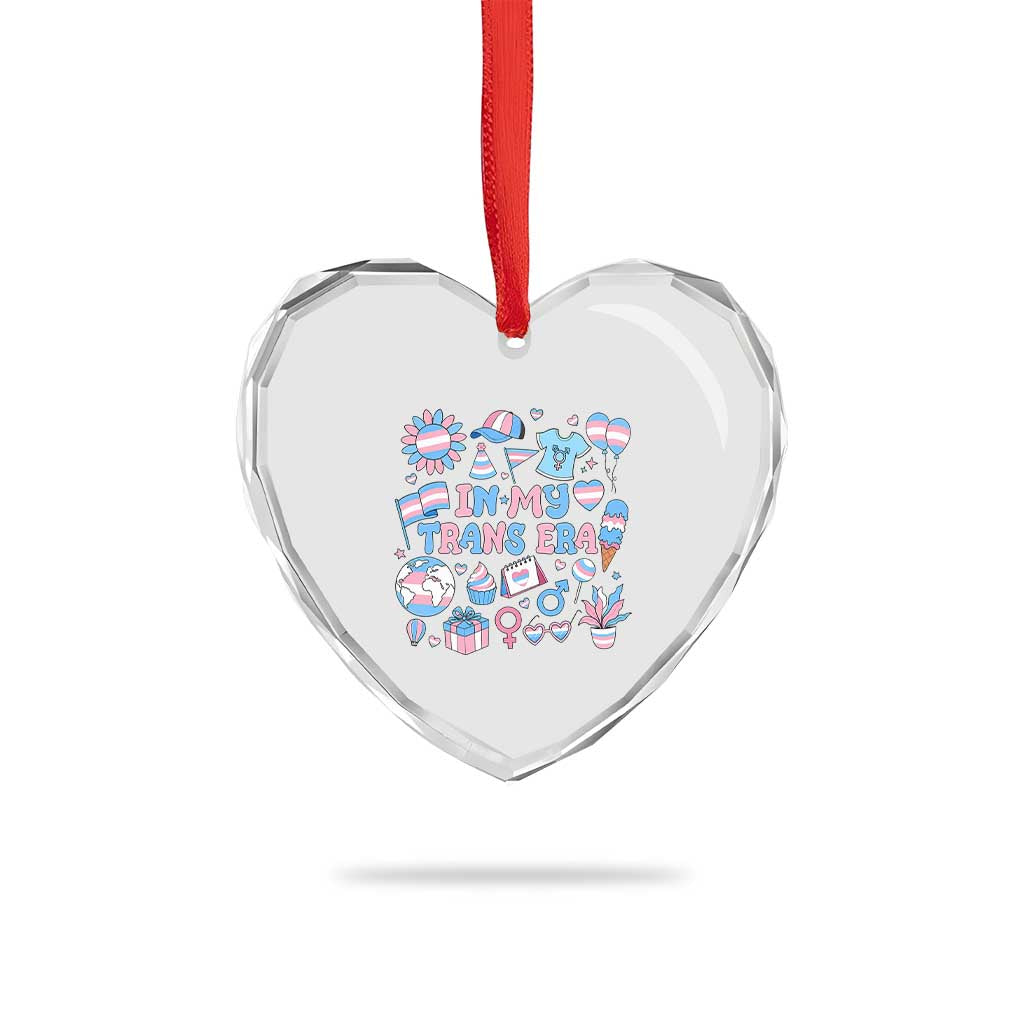 Transgender Pride In My Trans Era Heart Crystal Glass Ornament Proud Ally Support Graphic