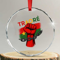 Traoré 2025 Burkina Faso Flag Crystal Glass Ornament Raised Fist Broken Chains TS02