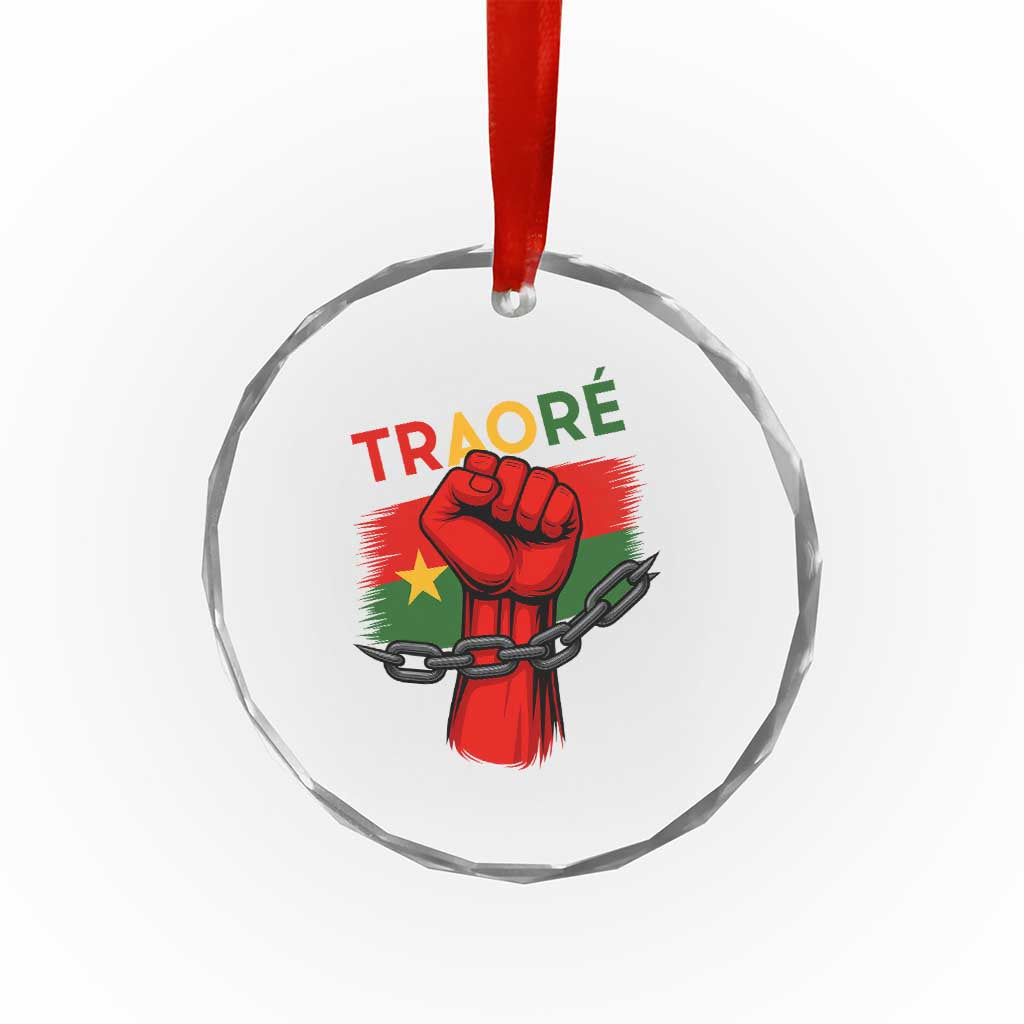 Traoré 2025 Burkina Faso Flag Crystal Glass Ornament Raised Fist Broken Chains TS02