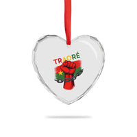 Traoré 2025 Burkina Faso Flag Heart Crystal Glass Ornament Raised Fist Broken Chains - Wonder Print Shop