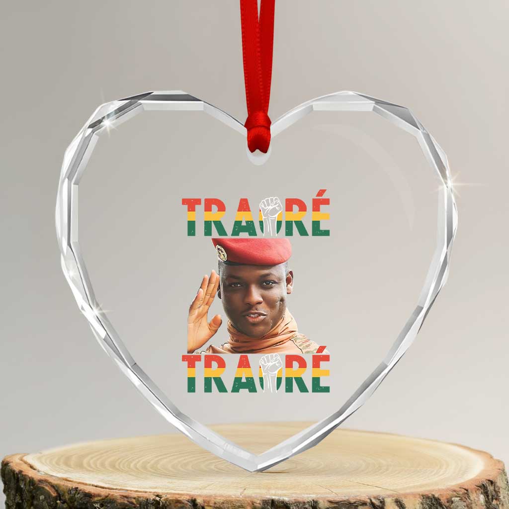 Traoré 2025 Heart Crystal Glass Ornament African President Burkina Faso - Wonder Print Shop