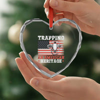 Trapping American Heritage Heart Crystal Glass Ornament Patriotic Trap Hunting Trapper - Wonder Print Shop